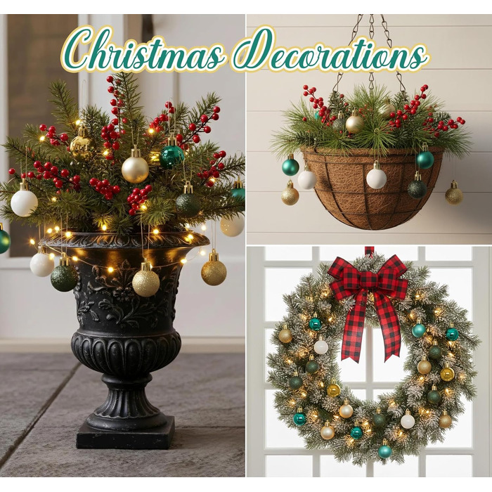 Набір прикрас для ялинки Agoer 100 шт. - кульки для ялинки з блискітками, пластикові, блакитні. Набір ялинкових прикрас для святкування Різдва та Нового року (зелені, золоті, білі, 3-4 см)