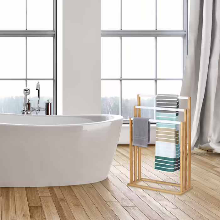 Relaxdays Bamboo Towel Rack 3-Tier