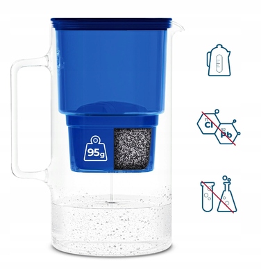 Скляний фільтр-кувшин Wessper D2 BOROSILICATE 3л, синій + 7 фільтрів