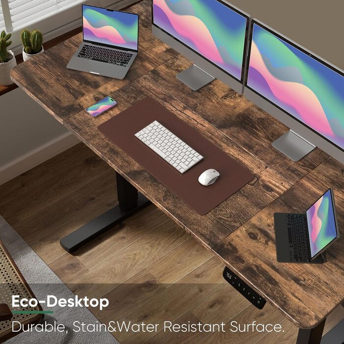 VOSATRON Electric Height Adjustable Desk 160x60cm with Memory Control & Anti-Collision Technology - Standing Desk with Wheels, Joiner Board, Black Frame/Black Tabletop