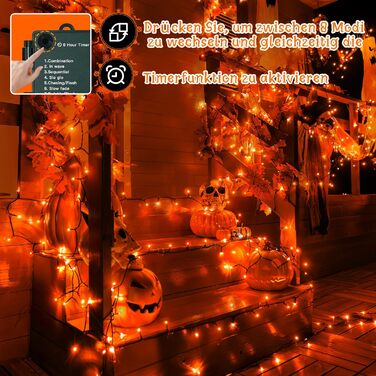 Ланцюжок прикрас Ollny з 150 LED, 15 метрів, тепле біле світло, 8 режимів, таймер, IP44, для дому та саду, вечірки, Різдва (зелений кабель)