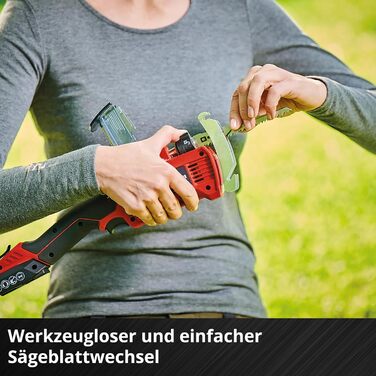 Einhell Cordless Pruning Saw GE-GS 18/150 Li-Solo Power X-Change (18V, 100 mm max. cutting depth, 20 mm stroke height, removable branch support, incl. 2x saw blade, without battery)