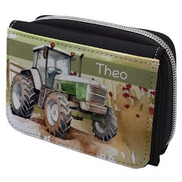 Wallet with name design (black, tractor)