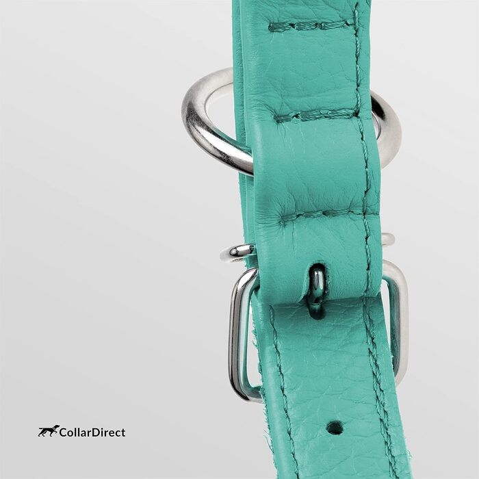 Шкіряний ошийник для собак CollarDirect, круглий, м'який, з роллом, ручної роботи, справжня шкіра, для цуценят, котів, малих та великих собак, рожевий, червоний, фіолетовий, блакитний (м'ятний, 15-18 см)