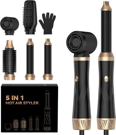 Airstyler 5 в 1: Фен-щітка, плойка, випрямляч для волосся. 1000W, 3 температурні режими, для об'єму, локонів та випрямлення. Білий (Чорний)