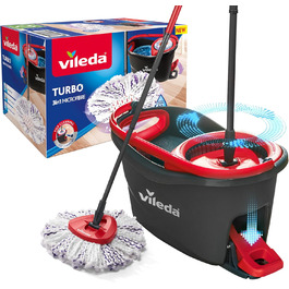 Набір для миття підлоги Vileda Turbo 3in1: моп з мікрофібри, відро з педальним механізмом, телескопічна ручка (85-123 см)
