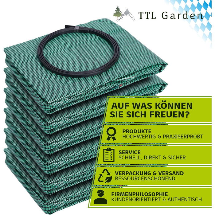 Садові мішки TTL Garden 272 л, 6 шт, посилене дно, самостійно стоять, 4 ручки, 150 г/м², великі та міцні, для трави, листя, гілок і садового сміття