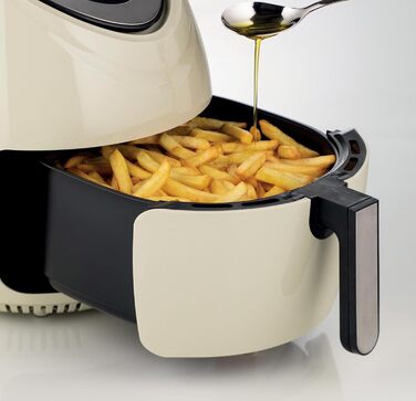 Ariete Air Fryer XXL 4618, Hot Air Fryer 7 Liter, 60-Minute Timer, LCD and Touchscreen with 7 Cooking Levels, Maximum Temperature 200° C, Capacity 2.5Kg, 1800W, Beige