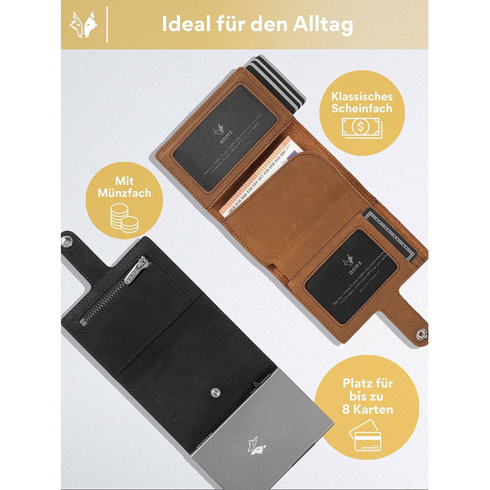 Стильне шкіряне портмоне MAXUS MAGNETIC 2 з відділенням для монет та AirTag, RFID захистом, для карток та грошей, синього кольору