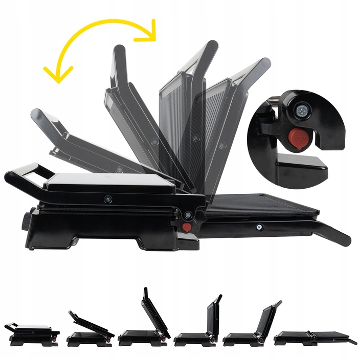 Електричний гриль-тостер розкладний для паніні та сендвічів, 2500 Вт, з таймером