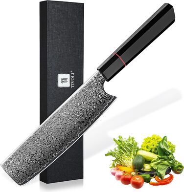 Кухонний ніж TIVOLI Kiritsuke 8 дюймів - професійний, ручної роботи, для м'яса, овочів та риби, подарункова коробка