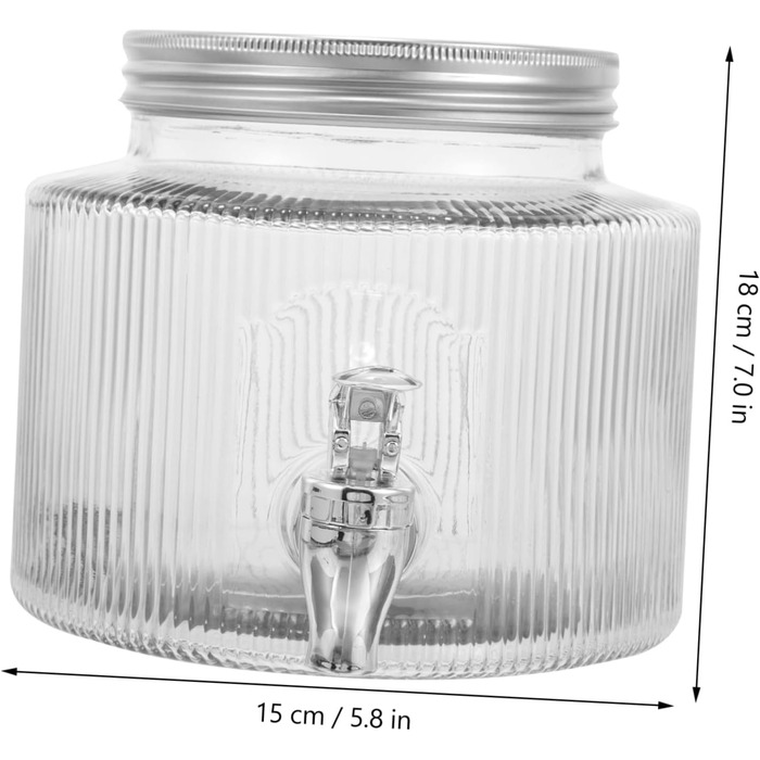 Glass Jug with Tap Dispenser System, Hydro Water Jug with Faucet, Juice Syrup Insulated Water Bottles Filter Tap Glass Jug, Water Container with Faucet, White
