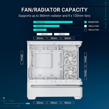 Корпус ПК ASUS PRIME AP202 mATX з ARGB підсвічуванням та скляною панеллю, підтримка GPU до 420 мм