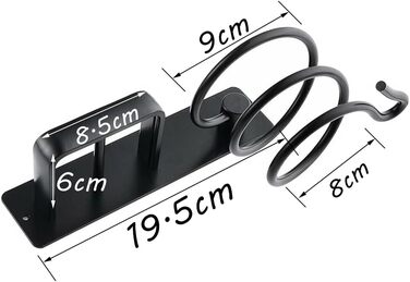 Sctmda Hair Dryer Holder No Drilling Hair Dryer Holder Black Straightener Holder Hair Dryer Holder Aluminum Hair Dryer Holder for Bathroom Hair Dryer Holder Wall Mount Multifunctional Bathroom Organizer