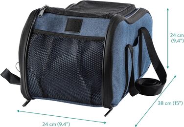 Автомобільний лежак для собак Navaris - блакитний, з ремінцем та блискавкою - переноска для собак в авто