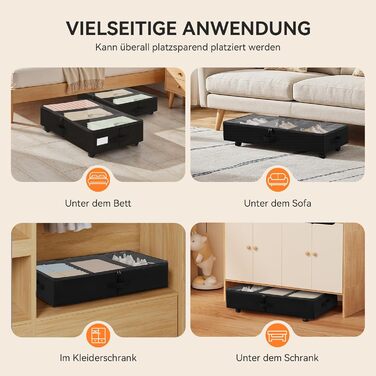 Підліжкова комода на колесах 2 шт., 48 л, ящик для зберігання під ліжком з кришкою та металевим каркасом, складаний ящик для зберігання під ліжко для одягу, постільної білизни, взуття (44л*2, блискавка)