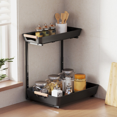 Стелаж кухонний HOMCOM, регульована висота, з 2 кошиками, для кавової зони, 40 x 30 x 33,5-42 см