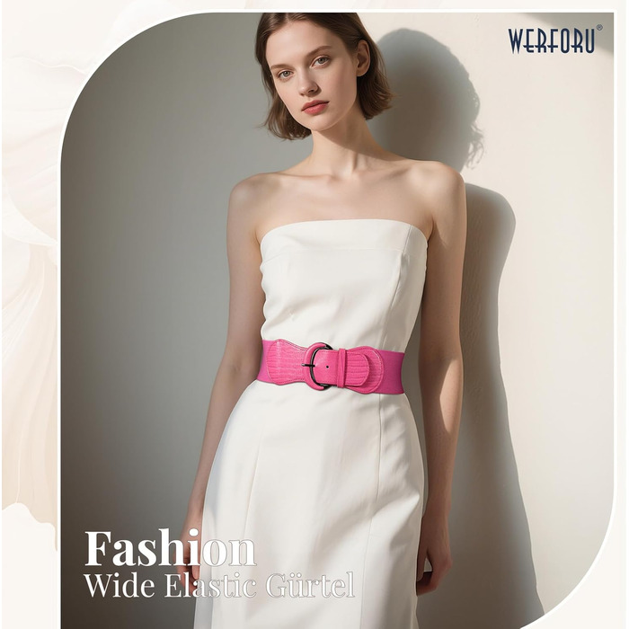 Жіночий широкий еластичний ремінь WERFORU для суконь та костюмів (94-107 см, рожевий)