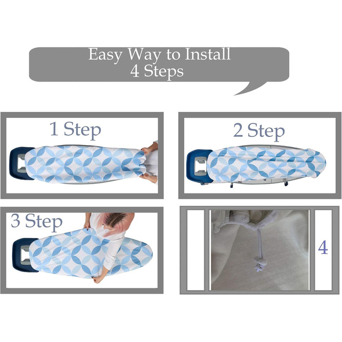 Чохол та подушка для прасувальної дошки, стандарт та велика, синій, преміум якість