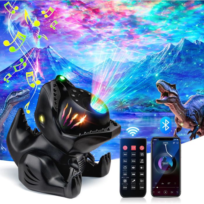 LED Starry Sky Projector, Northern Lights Lamp with 18 Lighting Modes, Night Light Sleep Aids, 15 Sound Machine, Northern Lights Lamp with Remote Control, Timer, Starry Sky Projector for Kids, Adults, Party & Decoration (Black)