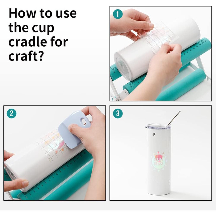 PYD Life Cup Holder for Crafts, Vinyl, Mint Green, with Foam Measurements, Two Angles, Adjustable for Cups, Mugs, Bottles, Epoxy Crafting