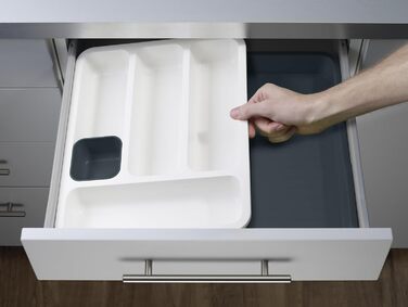 Органайзер для столових приборів DrawerStore (Сірий/Сірий) - Піддон для кухонних ящиків