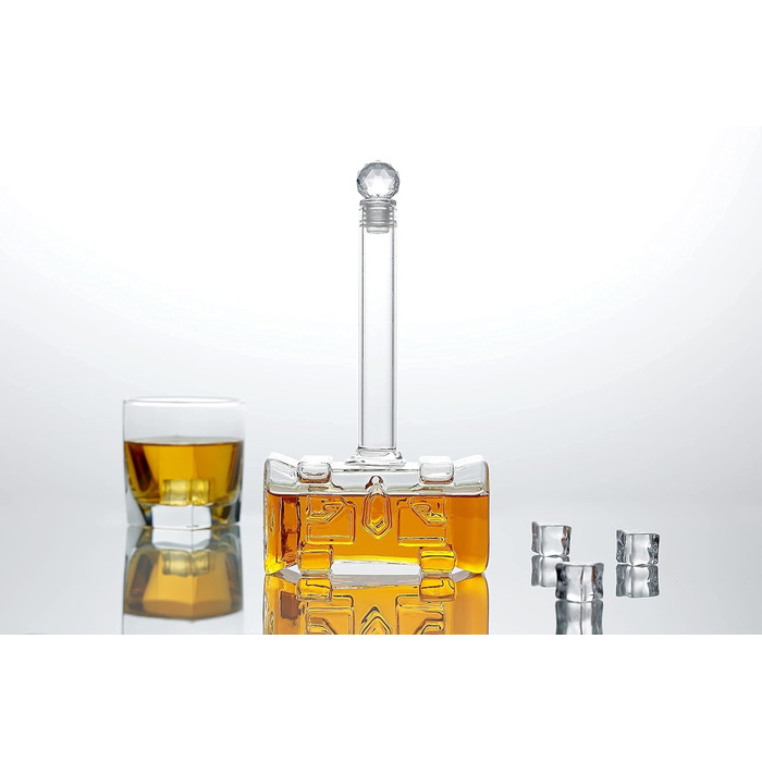 Whiskey Decanter, Handmade Thor's Hammer Decanter, Transparent Creative Whisky Carafe Drink Dispenser For Wine, Brandy, Bourbon, Scotch And Schnapps 400ml
