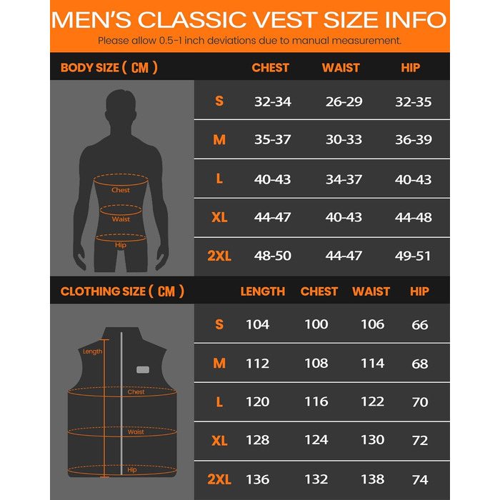 Електрична гріюча жилетка для чоловіків Polar Fleece, 6 зон нагріву, USB, Outdoor, XL, Чорний