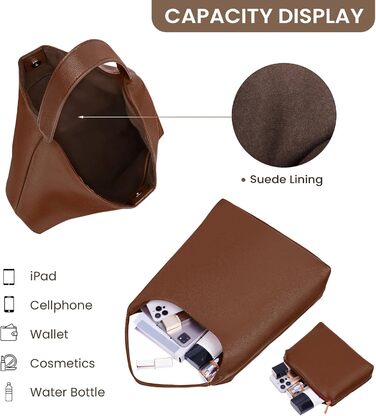 Сумка жіноча GSenhui Hobo Bag шопер з м'якої шкіри коричневого кольору для роботи, навчання та покупок