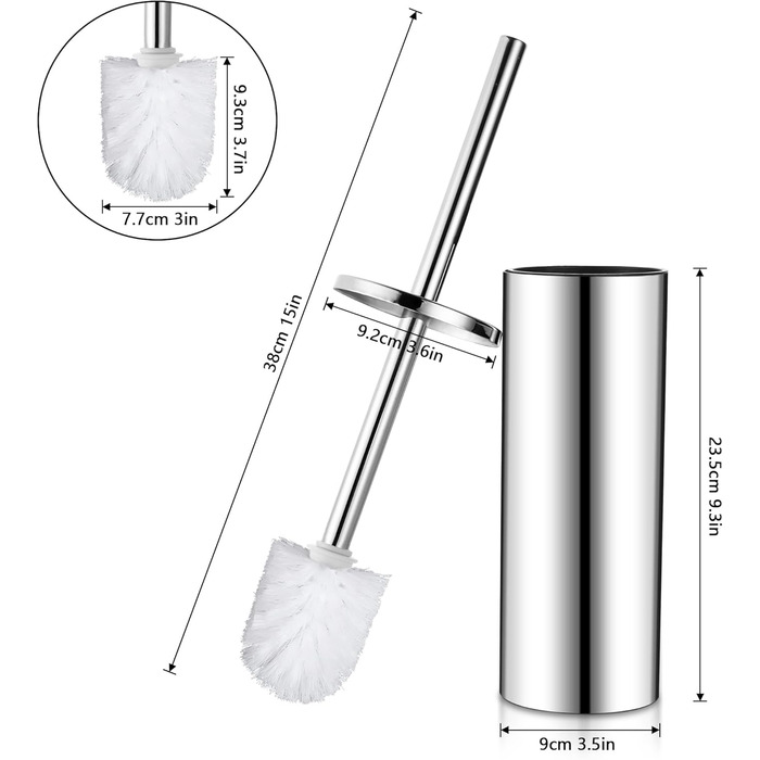 Набір для чищення унітазу FIISAYL з тримачем: щітка та підставка з нержавіючої сталі (сріблястий)