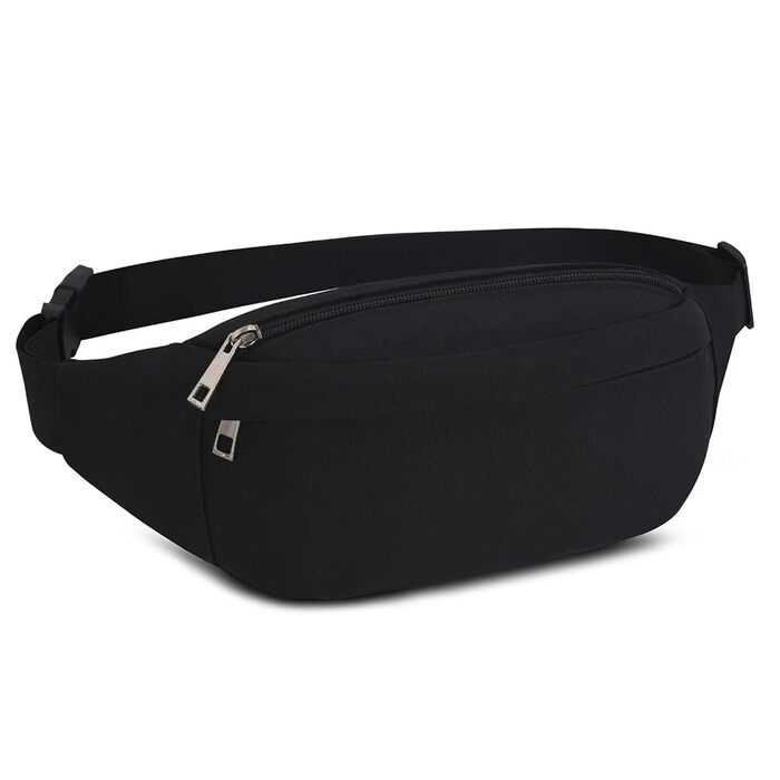 Чоловіча та жіноча поясна сумка на пояс для туризму, фітнесу, велосипеда, активного відпочинку, подорожей, повсякденного використання. Модель D01, чорний колір