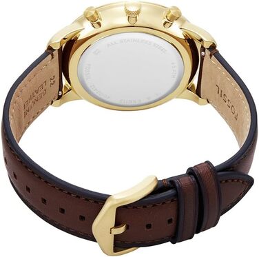 Годинник чоловічий Fossil Neutra Chronograph, шкіряний ремінець (коричневий/золотий), кварцовий механізм