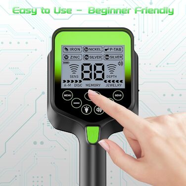 Металошукач професійний для дорослих - акумуляторний, з лопатою, рюкзаком, навушниками, піпоінтером, складна конструкція, водонепроникна котушка, синій/зелений