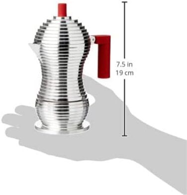 Еспресо-машина Alessi Pulcina MDL02/6 - 6 чашок, литий алюміній, червона
