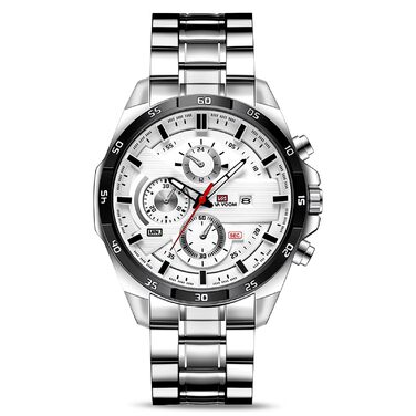 Годинник чоловічий OFFCUP: аналоговий кварцовий хронограф з водонепроникним браслетом з нержавіючої сталі. З датою, для повсякденного та ділового стилю. Ідеальний подарунок (чорний та білий)