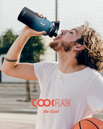 Пляшка для води Coolflask 2л з соломинкою та 3 кришками, ізольована нержавіюча сталь для спорту/офісу, подвійний захист від протікання