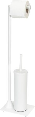 Набір для туалету WENKO Hella: тримач туалетного паперу та щітки, пофарбований сталь, білий матовий, 15 x 69 x 20 см