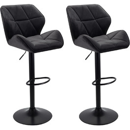 WangPangzi Adjustable Bar Stools 2-Pack with Backrest - Padded Leatherette & Steel Kitchen Bar Chairs with Footrest - for Counter Height, Kitchen, Hotel, Bar Use (Black)