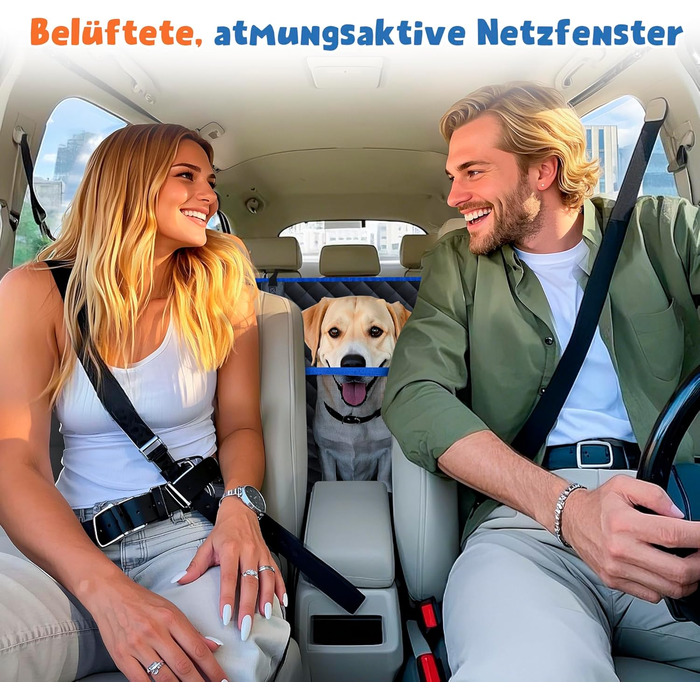 Водонепроникний килимок для собак у машину з боковинами та сіткою, захист для заднього сидіння, ремені безпеки та захист багажника, чорний/сірий