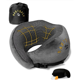 Подушка для шиї Memory Foam - Автомобільна та авіаційна, ергономічна, проти болю в шиї, для сну, для далеких перельотів, сірого кольору