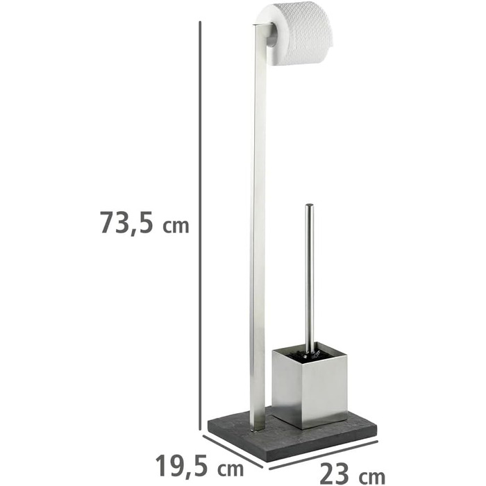 Набір для туалету WENKO Slate-Rock: тримач туалетного паперу та щітка для унітазу, нержавіюча сталь, антрацит, 73.5 x 19.5 x 23 см