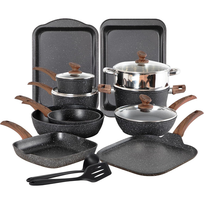 Набір каструль та сковорідок DishDelight з антипригарним покриттям для індукційних плит (12 шт.)