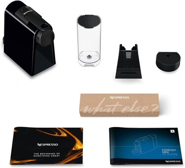 Кавова машина капсульна Nespresso De'Longhi EN 85.B Essenza Mini, 19 бар, 1370 Вт, 0.6 л, компактна, чорна, без спінювача молока, Welcome Set з капсулами різних смаків