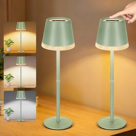 Світлодіодний настільний світильник OUTON з акумулятором, USB-C, 3 режими світла, димування, зелений - 2 шт.