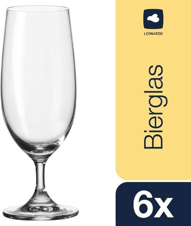 Набір пивних келихів LEONARDO HOME DAILY 6 шт (360 мл) для пива Pilsner, міцні, для посудомийної машини