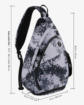 Сумка через плече WATERFLY: рюкзак-слінг для туризму, велоспорту та подорожей (Tarnweiß)