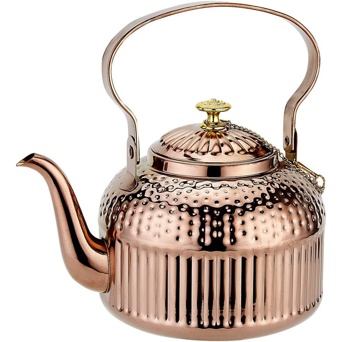 SANQIAHOME® 1.4 Liter Stainless Steel Teapot with Infuser, with Tea Strainer Handle, Induction Compatible - (Copper Color, 1500ml)