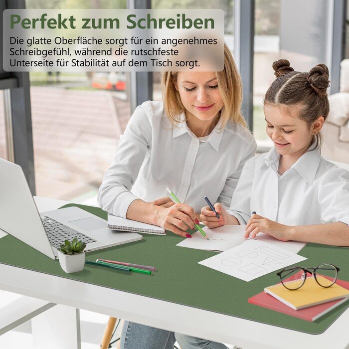 Підкладка на стіл Zindoo XL 100x40 см оливково-зелена: захист від подряпин, водостійка, для миші та письма