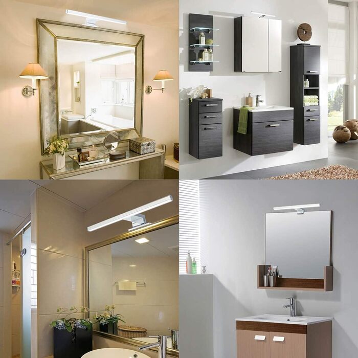 Azhien LED Mirror Light Bathroom 10W 820LM Neutral White 4000K, Slim 14mm Width 3in1 Mounting IP44 230V Wall Light Mirror Lamp 600mm, Flicker-Free Bathroom Vanity Mirror Lights (30cm)