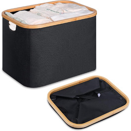 Efluky Foldable Laundry Basket 50L, Bamboo Fabric Foldable Storage Basket, Collapsible Storage Basket, Laundry Baskets for Bedroom Bathroom (Black)